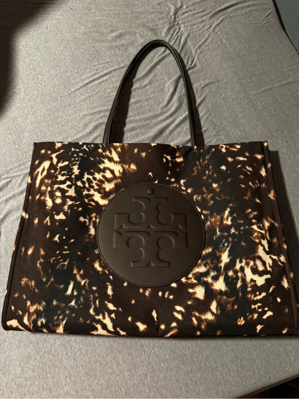 Tory Burch Brown Tortoise-Print Logo Tote